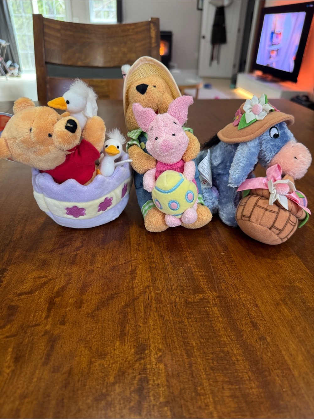 Lot of 3 They Disney Story Plush Easter/ Spring Pooh and Eeyore